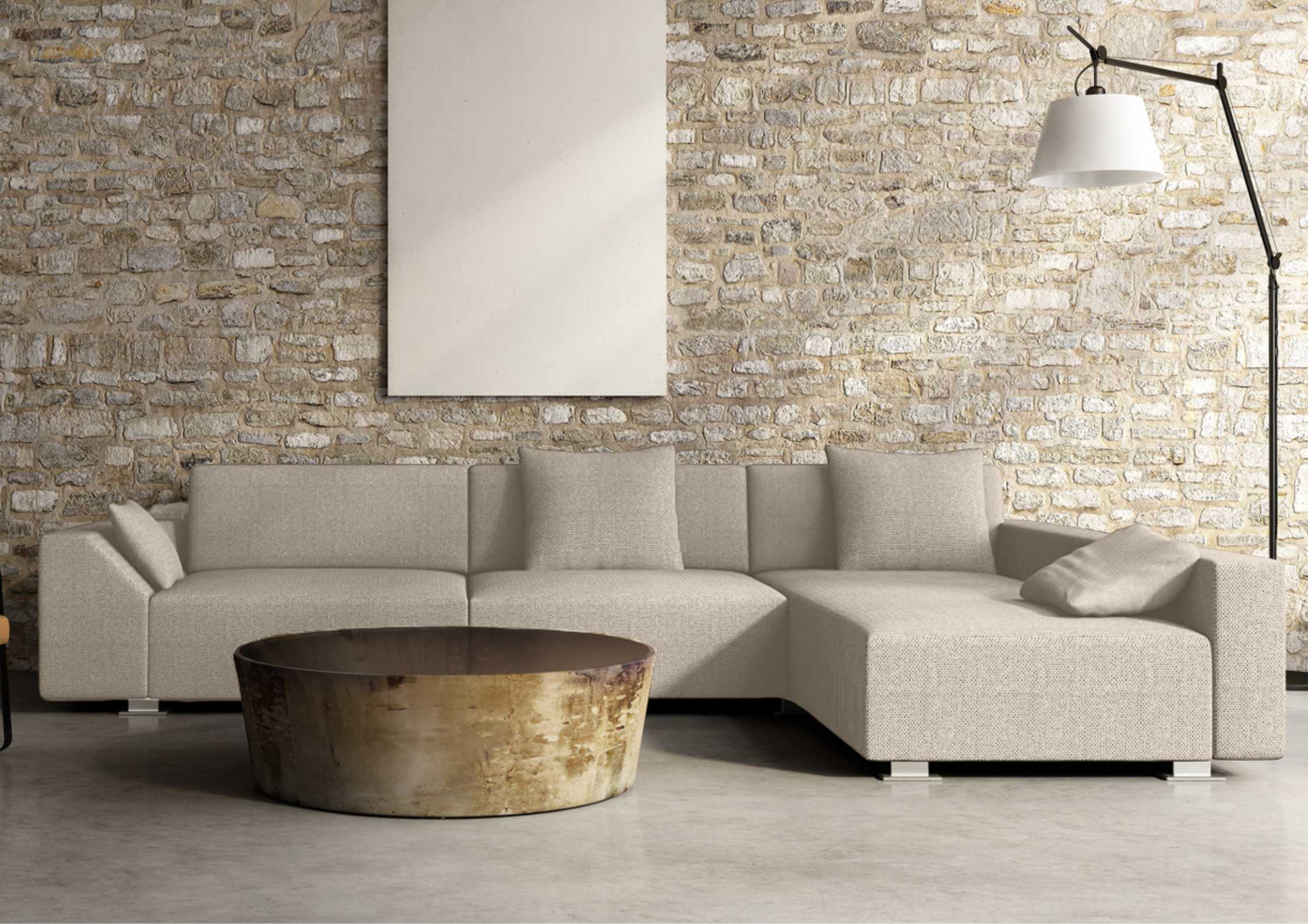 Beżowy narożnik w stylu loft